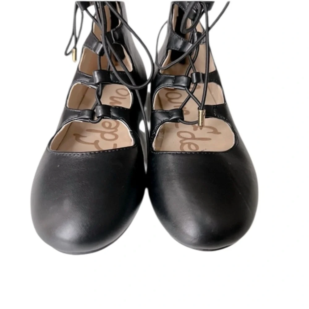 Sam Edelman NEW Girls Felicia Stella Ballet Lace Up Flats Shoes zip Black Sz 12